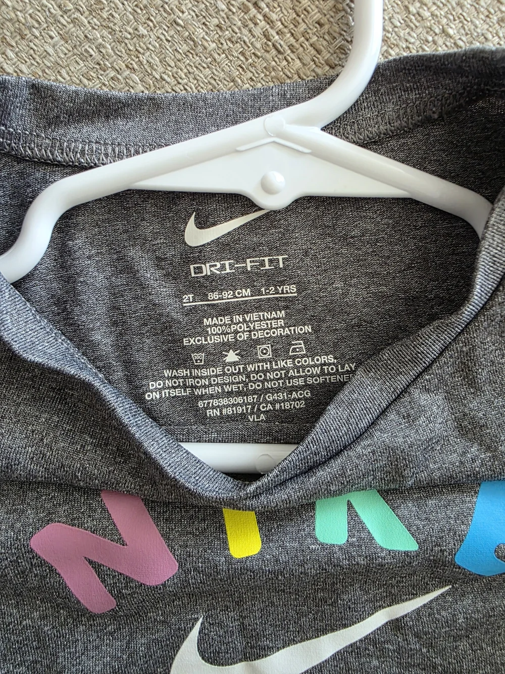 Nike Kids' Gray Dri-FIT Short Sleeve Tee with Colorful Logo